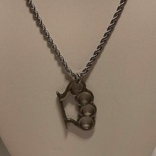 BRASS KNUCKLES Pewter Pendant