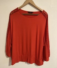 Tesco F&F Women’s Red Laced Trimmed Batwing Top UK Size 22
