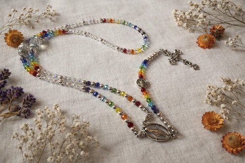 Glass beaded rosary - glass,