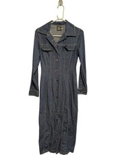 Baylis & Knight Vintage Dark Wash Denim Long Sleeve Maxi Dress UK 10 (PO)