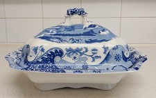 Spode Italian Blue Vegetable Tureen Serving Dish Large 30.5 cm x 24 cm wide base