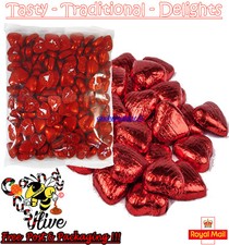 1 - 1000 Milk Chocolate RED HEARTS FOIL WRAPPED Weddings Valentines  Parties