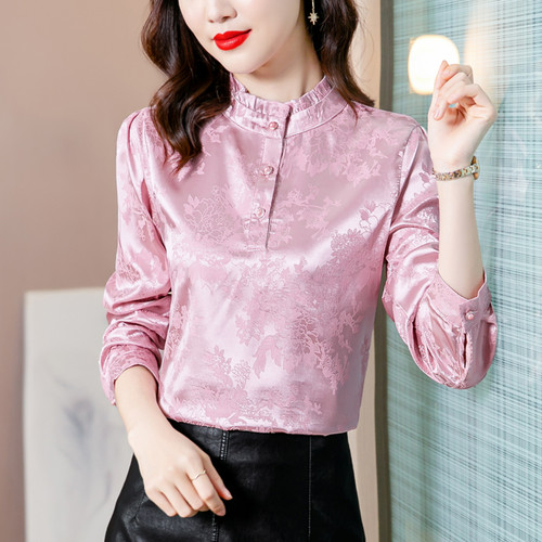 Lady jacquard satin shirt - lady,