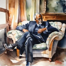 Old Man Sleeping In Armchair 