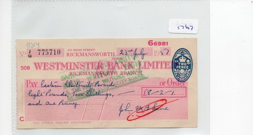 Cheque used - -, (ch1767)