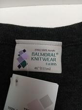 NEW - Balmoral Knitwear Charcoal Long Sleeve Mens Jumper 46" Chest 100% Acrylic.