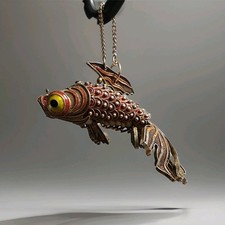 Chinese Export Cloisonne Vermeil Enamel Gold Articulated Fantail Fish Pendant