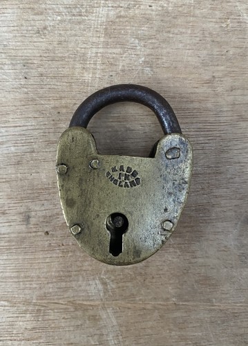 Antique brass padlock - brass,