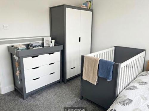 Grey white nursery cotbed - grey,