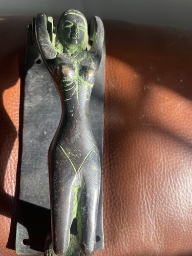 Antique brass nude lady door - brass,