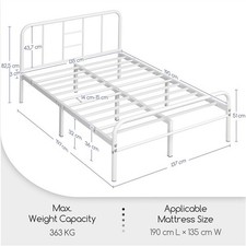 Double Metal Bed Frame Bed Platform with High Headboard, For Home, Strong Bed