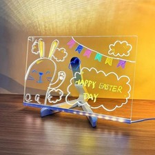 LED Message Note Board with Colors, Acrylic Dry Erase Board with 7 Pens
