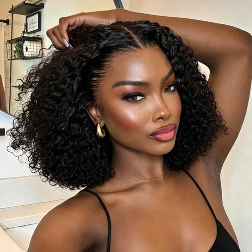 Curly bob wig human - human, hair
