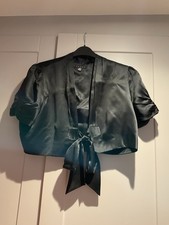 CUTE COAST BLACK BOLERO SHRUG SHORT SATIN JACKET SIZE L LARGE