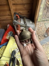 Brass Indian Temple Claw Bell Etched leaves Flowers  Vintage Stamped INDIA 