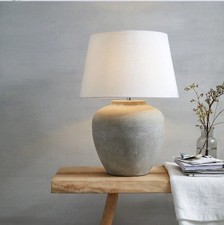 The White Company Southwold Ceramic Table Lamp Stone Ivory Decor Shade Lighting