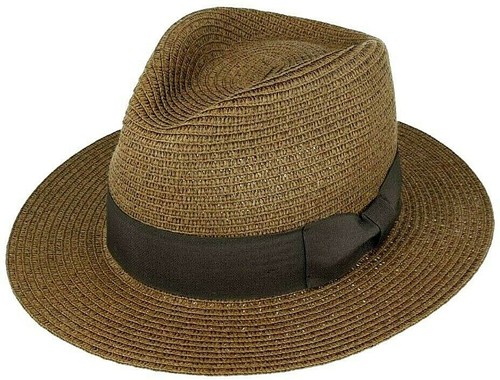 Mens straw fedora hat sun - straw,