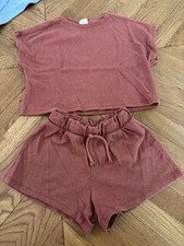 ZARA RUST WAFFLE SHORTS &