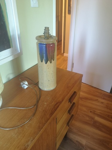 Tall ceramic glazed lamp - lamp, base