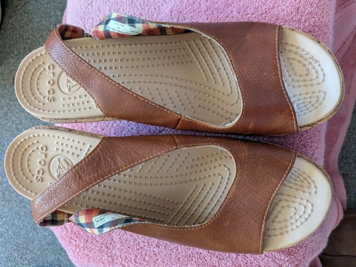 Crocs brown leather leigh - crocs, a-leigh