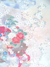 [AYANE] FOUR SEASONS' FLOWERS  - Japanese Silk  KIMONO Fabric