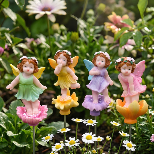 Flower fairy garden stakes - fairy,
