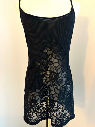 Perla black lace slip dress - perla,