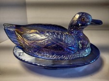 Vintage Blue Oval Iridescent