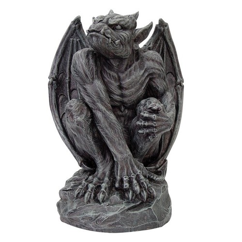 Gray stone gargoyle statue - gargoyle,