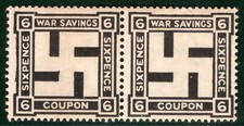 GB KGV WW1 REVENUES Pair 6d WAR SAVINGS *Swastika* Design Mint MNH UMM SBW119
