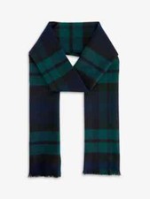 JOHNSTONS Men's Fringed-edge extra-fine tartan merino-wool scarf