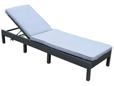 Rattan Sun Lounger Outdoor Garden Patio Folding Reclining Adjustable Sun Bed