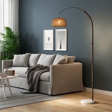 Modern Domed Arched Floor Lamp 192cm Standing Light With Handmade Bamboo Shade