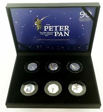 2019 Isle of Man Peter Pan 50p Pence Silver Proof Coin Set - Full Collectors Set