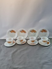 Vintage Pyrex Crown JAJ 'Sunflower' Pattern 4 cups 4 saucers 4 small plates