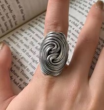 925 Silver Ring, Adjustable Ring, Full Finger Ring, Modernist Ring, Vintage Ring