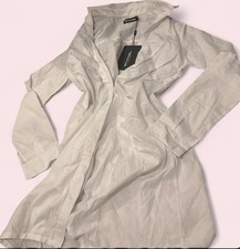 PLT White Ruched Shirt Dress