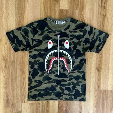 BAPE A Bathing Ape Green Shark Camo T-Shirt (Rare Tee! Special Graphic On Back)