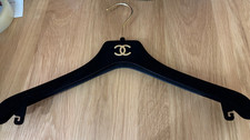 CHANEL BLACK & GOLD VELVET COAT HANGER CC LOGO LIGHTLY USED & GENUINE ITEM