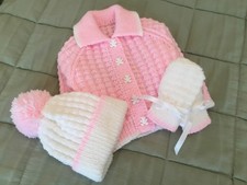 Hand Knitted Baby Set. Pink