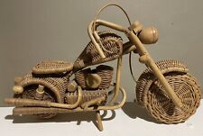 Hand Made Wood And Wicker Harley Davidson Motorbike Model