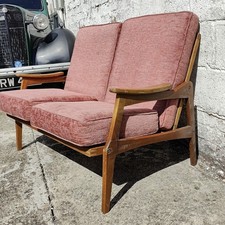 Vintage 1960s Danish Teak 2 Seater Sofa Mid Century Loveseat Ercol Style 