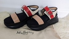 Mulberry Track Sporty Chunky Leather Flatform Sandals UK 6 EU 39 Red Multi