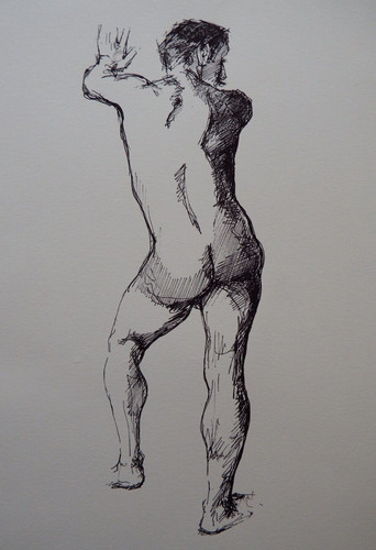 Ink life drawing male - , nude
