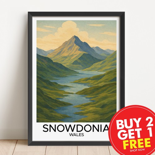 Snowdonia wales travel print - snowdonia,