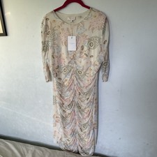 Ted Baker Yellow Chiffon Bodycon Ruched Dress; Size 5 UK16