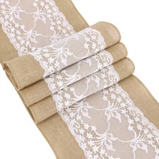 TtS 5PCS Burlap Hessian Lace Table Runners Vintage Jute Wedding Party Decoration