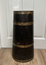 Vintage Wooden Barrel Stick Stand Umbrella Stand With Brass Rings