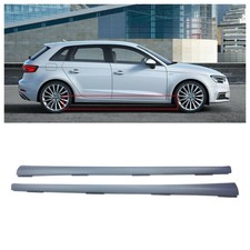 For Audi A3 Hatchback Unpainted Extension Lip Side Skirts Matte Black 2013-2020
