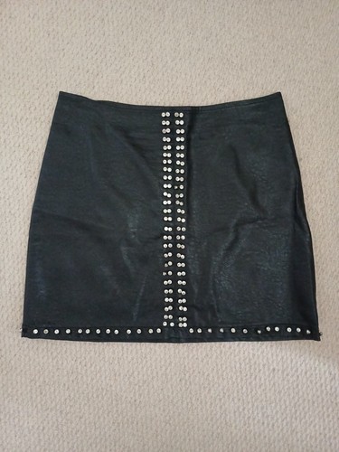 Black faux leather mini - black,